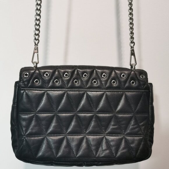 Black/Silver Sloan Quilted & Grommeted Lamb Organizer Crossbody #248 - Picture 2 of 16